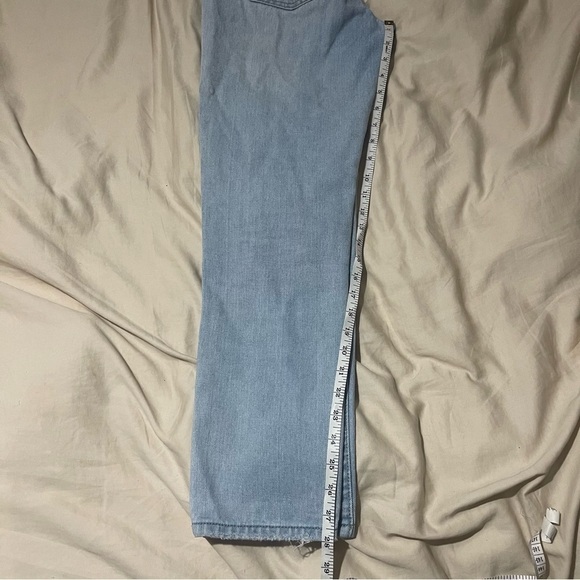 Princess Polly Light Wash Distressed High Rise Straight Leg Jeans Size 8 - Picture 5 of 8